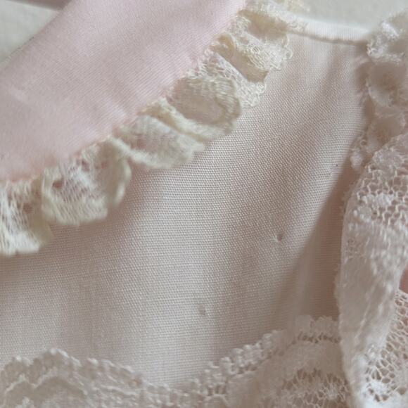 Vtg Bryan Pinafore Dress Baby Girls Sz 0-3m Pink Frilly Lace 80s Spring Easter - Picture 4 of 6